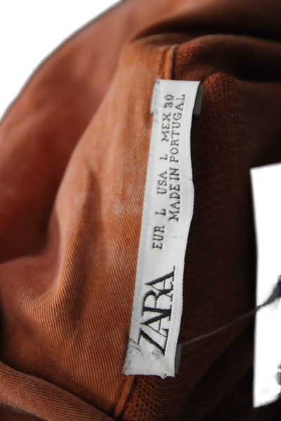 Zara Womens Basic Jacket Orange Cotton Long Sleeve Button Size L