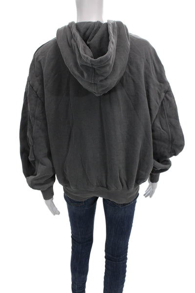 Zara Womens Full Zip Hoodie Gray Cotton Long Sleeve Size S