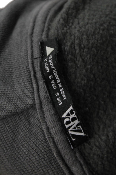 Zara Womens Full Zip Hoodie Gray Cotton Long Sleeve Size S