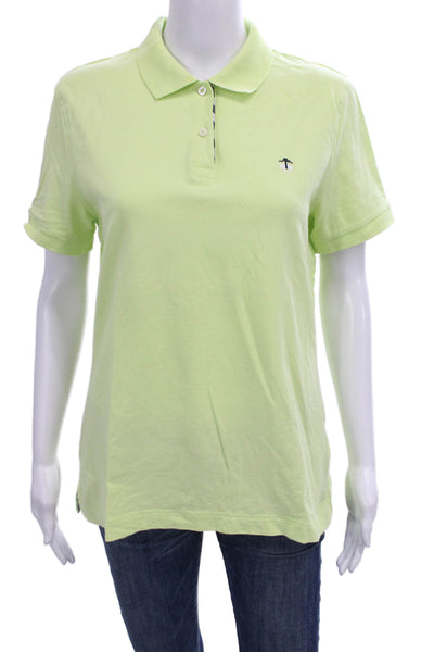 Brooks Brothers Womens Collared Short Sleeve Green Polo Cotton Spandex Size L