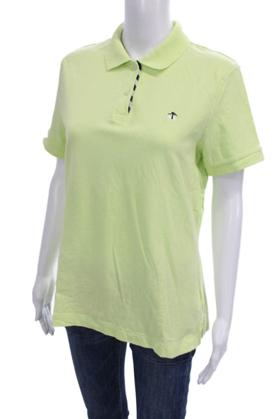 Brooks Brothers Womens Collared Short Sleeve Green Polo Cotton Spandex Size L