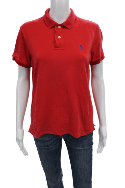 Ralph Lauren Golf Mens Red Short Sleeve Polo Collared Cotton Basic Size M