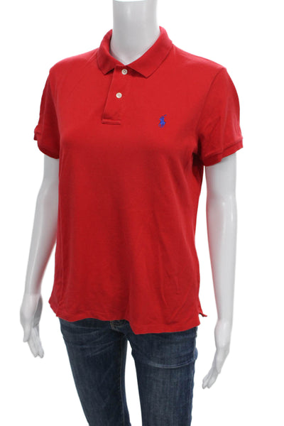 Ralph Lauren Golf Mens Red Short Sleeve Polo Collared Cotton Basic Size M