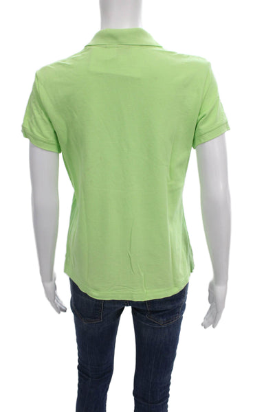 Lilly Pulitzer Women Green Collared Short Sleeve Basic Polo Pima Cotton Size M