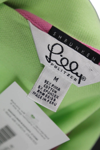 Lilly Pulitzer Women Green Collared Short Sleeve Basic Polo Pima Cotton Size M