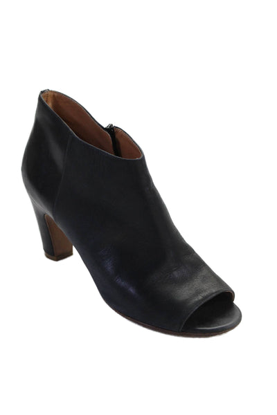 Maison Martin Margiela Womens Leather Peep Toe Ankle Boots Black Size 38 8