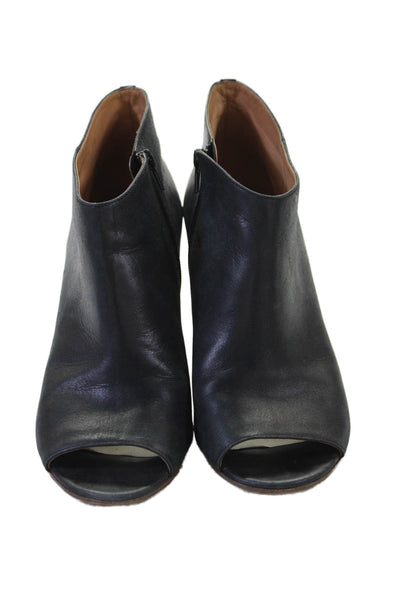 Maison Martin Margiela Womens Leather Peep Toe Ankle Boots Black Size 38 8