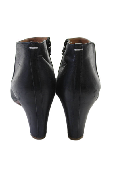Maison Martin Margiela Womens Leather Peep Toe Ankle Boots Black Size 38 8