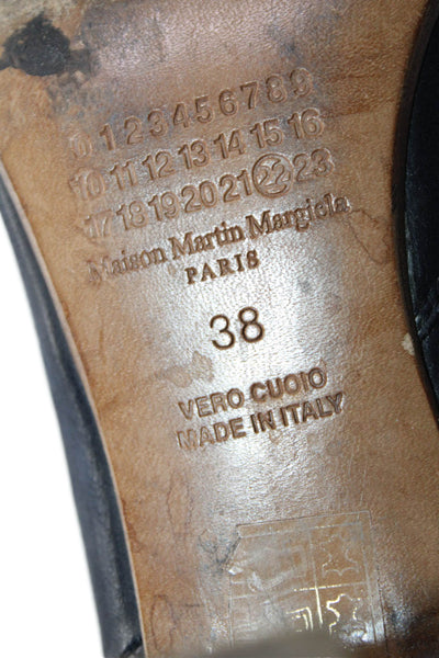 Maison Martin Margiela Womens Leather Peep Toe Ankle Boots Black Size 38 8