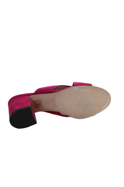 Madison Womenms Suede Cross Strap Sandal Heels Fuschia Pink Size 38 8