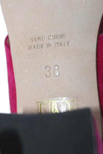 Madison Womenms Suede Cross Strap Sandal Heels Fuschia Pink Size 38 8