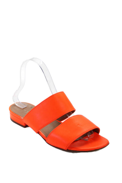 Madison Womens Leather Slide On Sandals Neon Orange Size 38 8