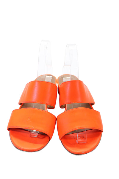 Madison Womens Leather Slide On Sandals Neon Orange Size 38 8