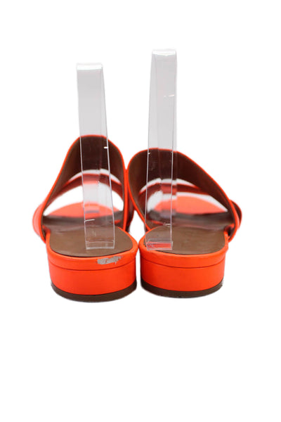 Madison Womens Leather Slide On Sandals Neon Orange Size 38 8