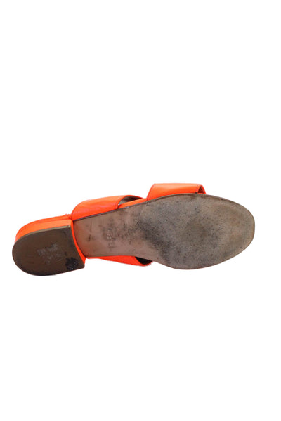 Madison Womens Leather Slide On Sandals Neon Orange Size 38 8