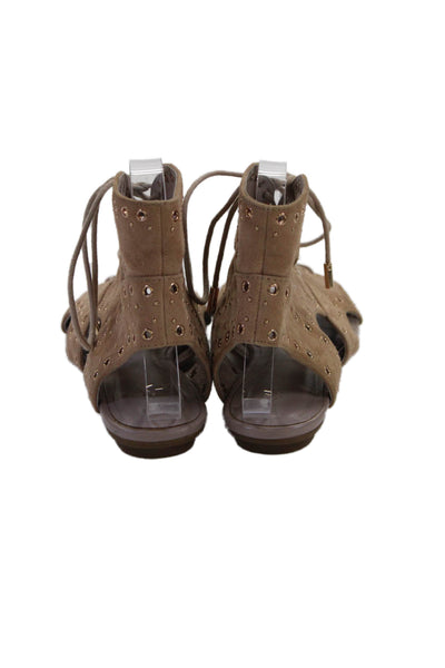 Joie Womens Suede Grommet Lace Up Slingbacks Sandals Beige Size 38 8