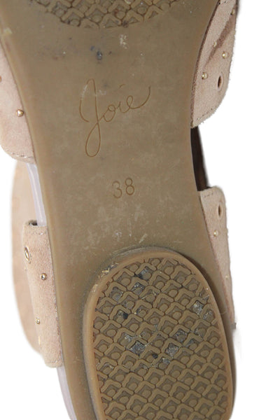 Joie Womens Suede Grommet Lace Up Slingbacks Sandals Beige Size 38 8