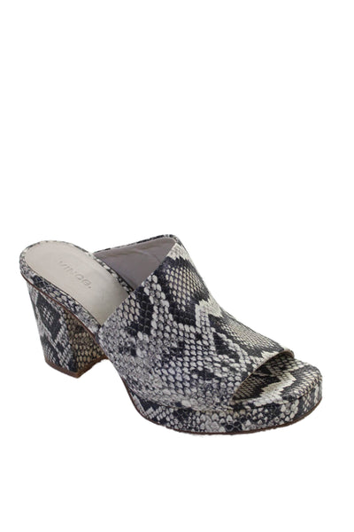 Vince Womens Snakeskin Print Mule Sandal Heels Black White Size 8 Medium