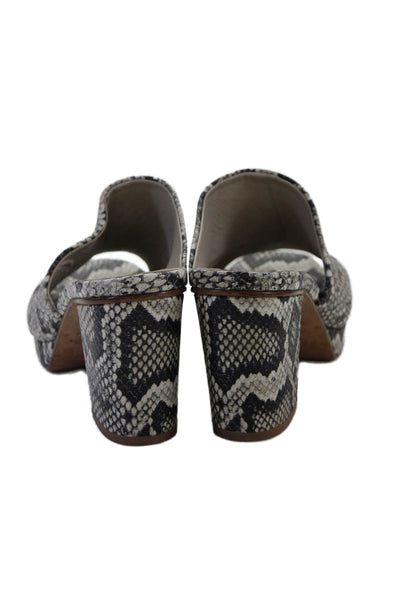 Vince Womens Snakeskin Print Mule Sandal Heels Black White Size 8 Medium