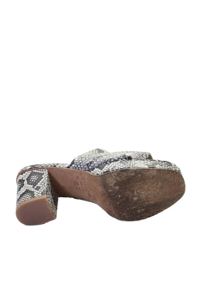 Vince Womens Snakeskin Print Mule Sandal Heels Black White Size 8 Medium