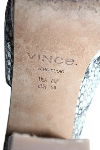 Vince Womens Snakeskin Print Mule Sandal Heels Black White Size 8 Medium