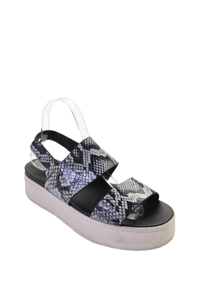 Vince Womens Snakeskin Print Slingbacks Sandals Black White Size 8 Medium