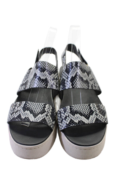 Vince Womens Snakeskin Print Slingbacks Sandals Black White Size 8 Medium