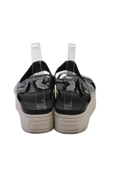 Vince Womens Snakeskin Print Slingbacks Sandals Black White Size 8 Medium