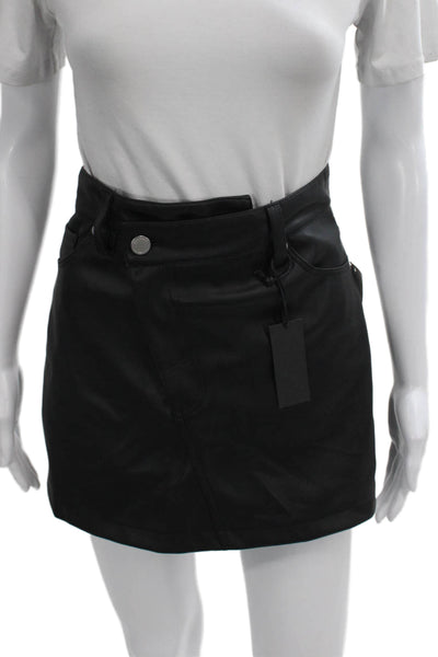 Blank NYC Women Black Straight Pencil Skirt Mini Button Size 28