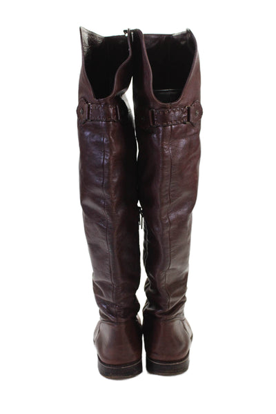 Frye Womens Leather Round Toe Pull On Knee High Boots Brown Size 9B