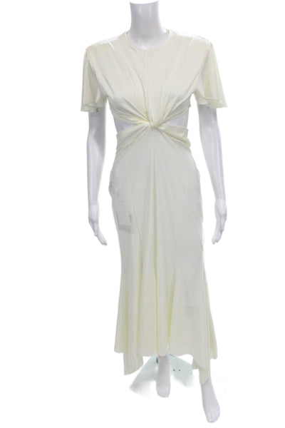 Philosophy Di Lorenzo Serafini Womens Maxi Dress Ivory Short Sleeve Zip Size 8