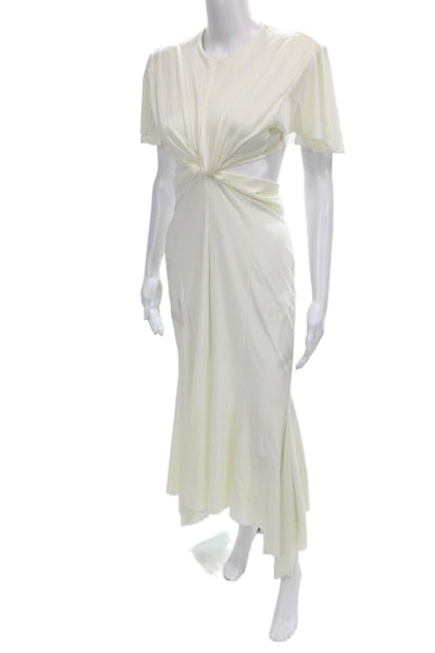 Philosophy Di Lorenzo Serafini Womens Maxi Dress Ivory Short Sleeve Zip Size 8
