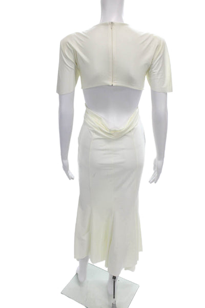 Philosophy Di Lorenzo Serafini Womens Maxi Dress Ivory Short Sleeve Zip Size 8