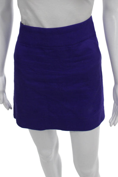 J Crew Womens Mini Skirt Purple Cotton Solid Zip Size 6