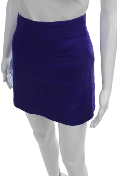 J Crew Womens Mini Skirt Purple Cotton Solid Zip Size 6