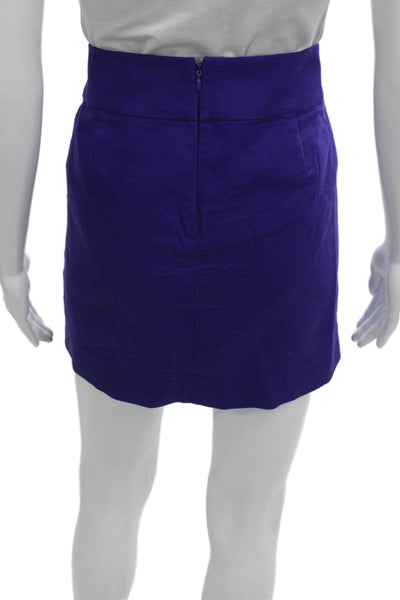 J Crew Womens Mini Skirt Purple Cotton Solid Zip Size 6