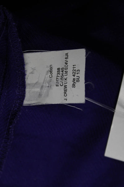 J Crew Womens Mini Skirt Purple Cotton Solid Zip Size 6
