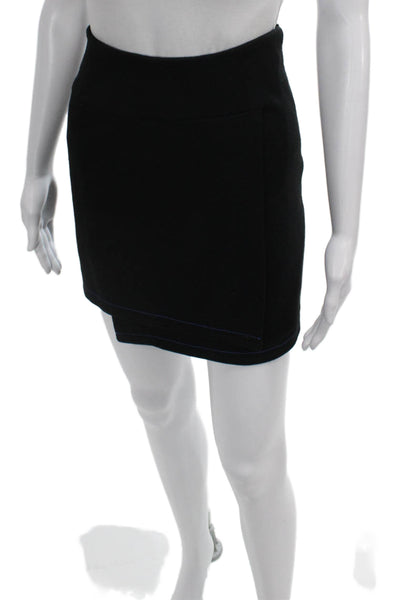 Versace Jeans Couture Women Wrap Mini Skirt Black Polyamide Zip Size 32