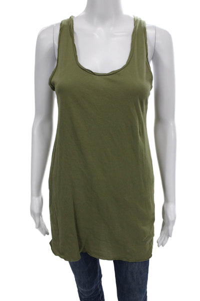 Nili Lotan Women Tunic Sleeveless Scoop Neck Green Cotton Size S