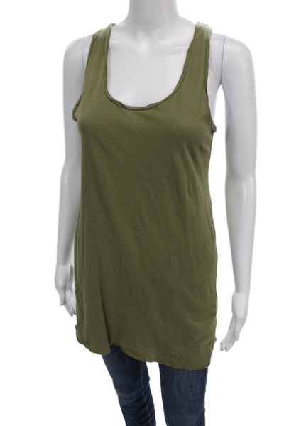 Nili Lotan Women Tunic Sleeveless Scoop Neck Green Cotton Size S