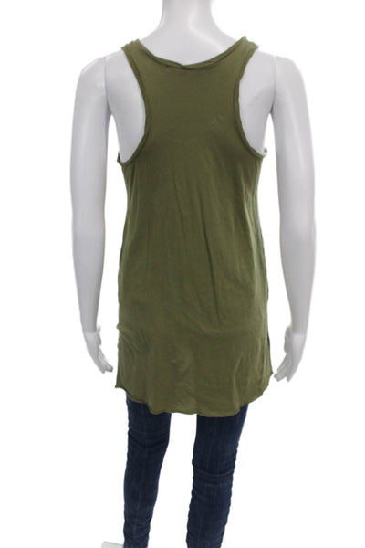 Nili Lotan Women Tunic Sleeveless Scoop Neck Green Cotton Size S