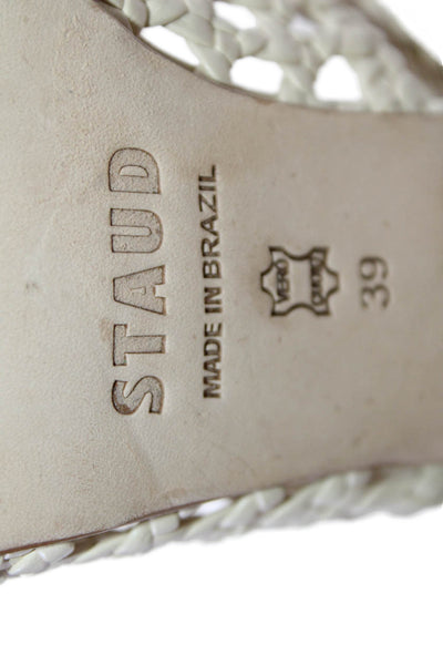 Staud Womens Leather Platform Slingbacks Sandal Heels White Size 38.5 8.5