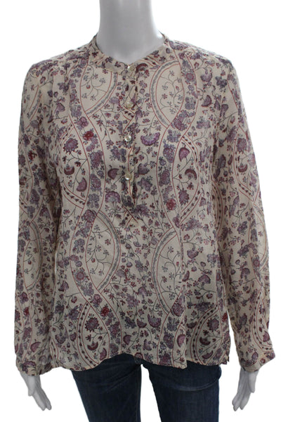 Isabel Marant Etoile Women Floral Long Sleeve Blouse Ivory Size 34