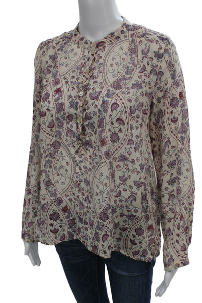 Isabel Marant Etoile Women Floral Long Sleeve Blouse Ivory Size 34