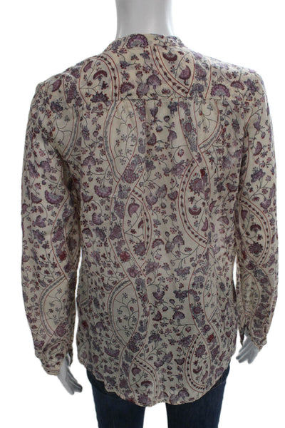 Isabel Marant Etoile Women Floral Long Sleeve Blouse Ivory Size 34