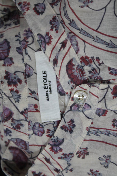 Isabel Marant Etoile Women Floral Long Sleeve Blouse Ivory Size 34