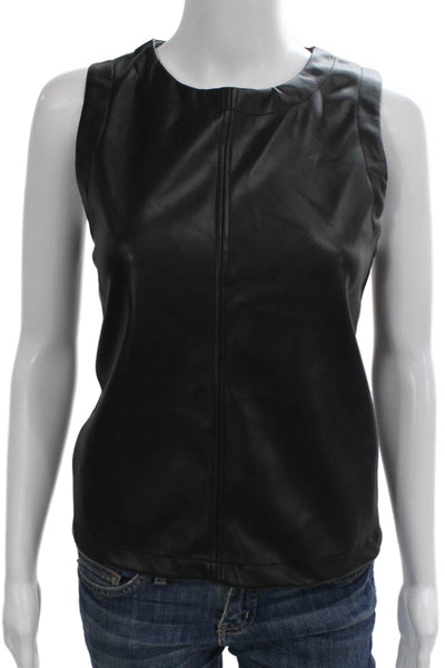 Evereve Womens Basic Tank Black Round Neck 100% PU Size M