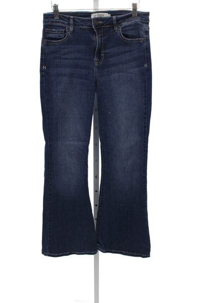 Hidden Womens Flared Blue Jeans Cotton Blend Button Mid Rise Size 29