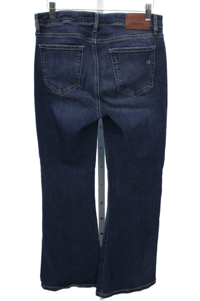 Hidden Womens Flared Blue Jeans Cotton Blend Button Mid Rise Size 29
