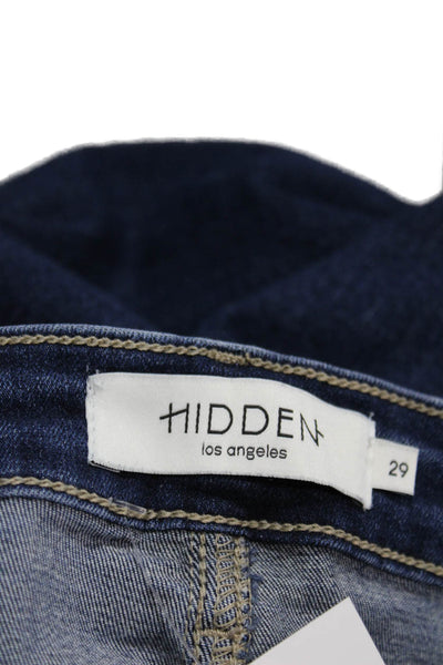 Hidden Womens Flared Blue Jeans Cotton Blend Button Mid Rise Size 29